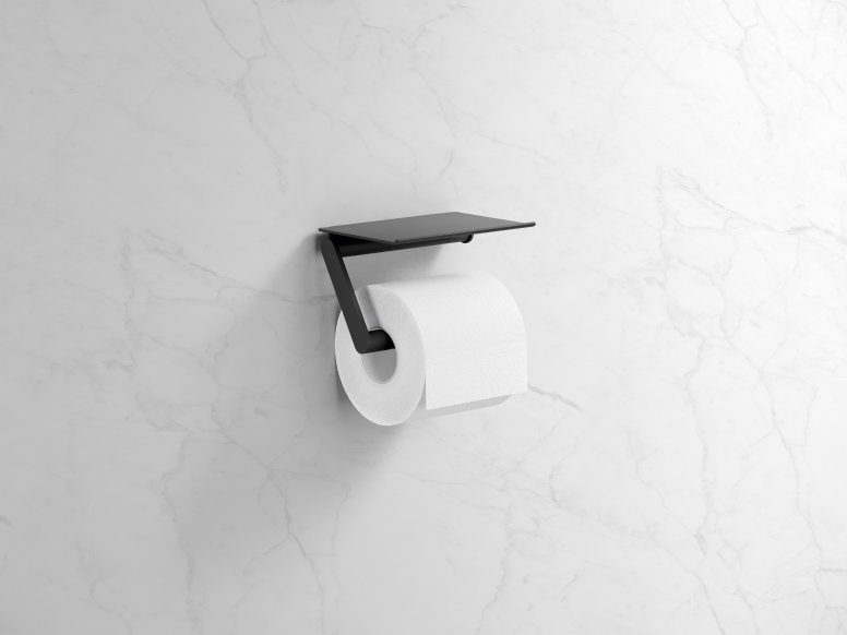 Toilet roll holder in the colour black