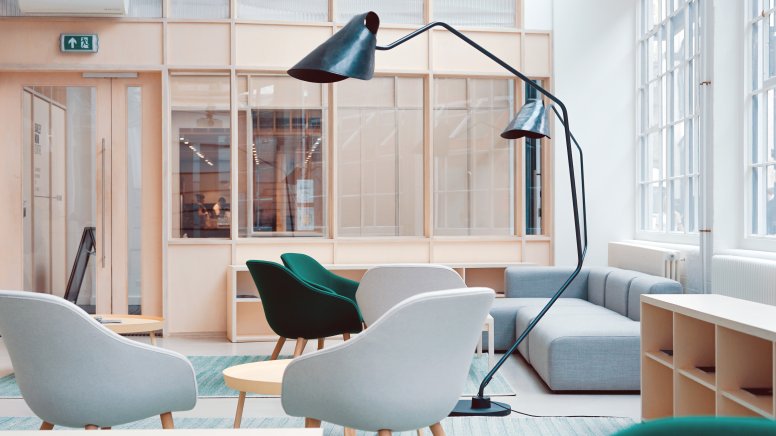 Entrance hall of a boutique hotel with stylish seating